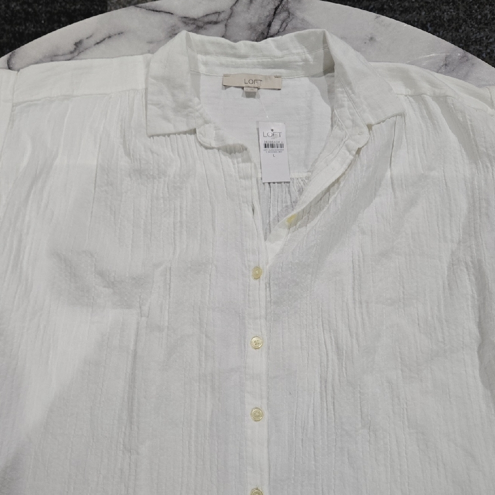 LOFT Women's White Button Down Shirt